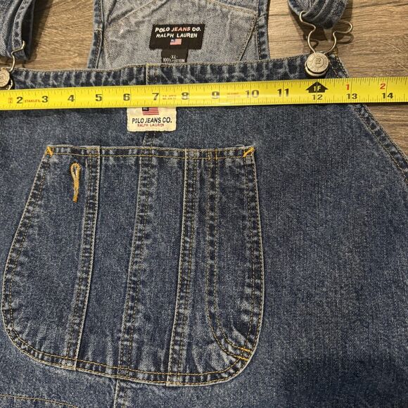 Vintage Polo Jeans Co Bib Overalls Ralph Lauren Mens XL Denim Carpenter 90s Y2K - Picture 7 of 11